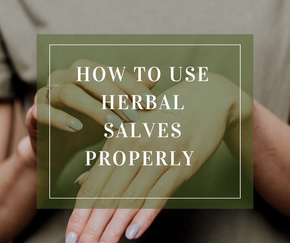 how to use herbal salves properly blog post in front of hands rubbing lotion on them