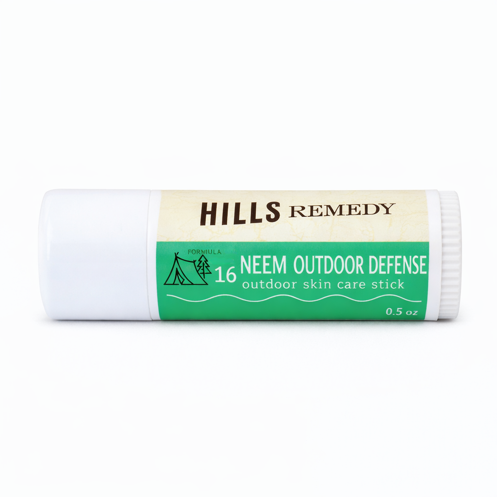 Hills Remedy Neem Outdoor Defense skin care stick on a white background