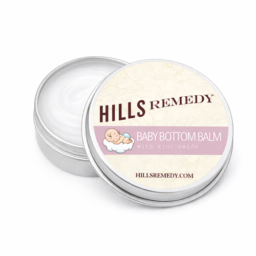 Hills Remedy baby bottom balm container on a white background