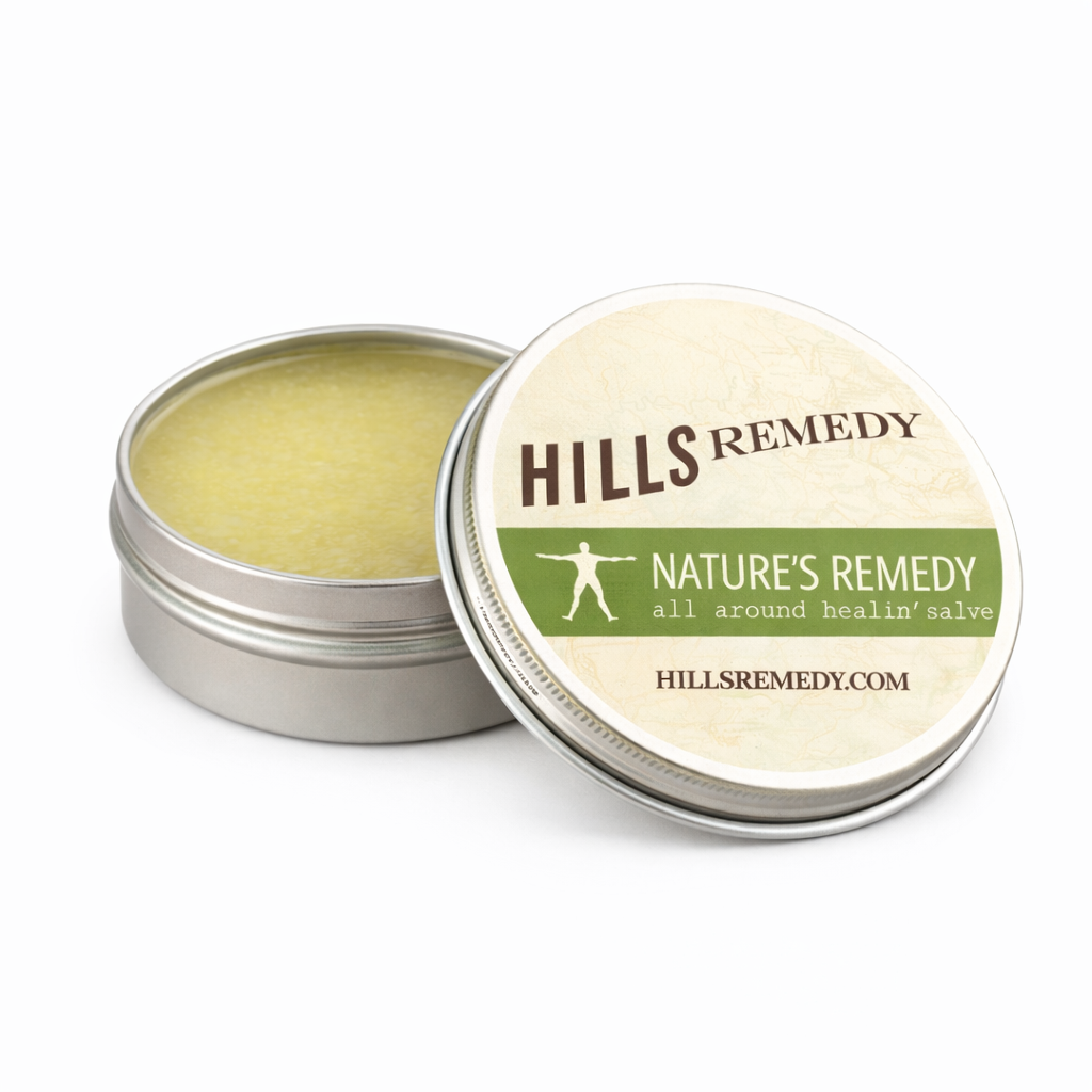 Hills Remedy nature's remedy salve tin on a white background